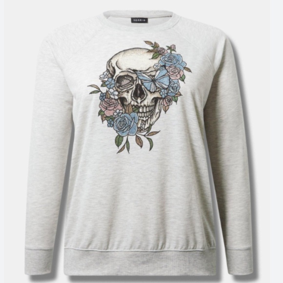 Embellished Skull French Terry Sweatshirt - Picture 3 of 9